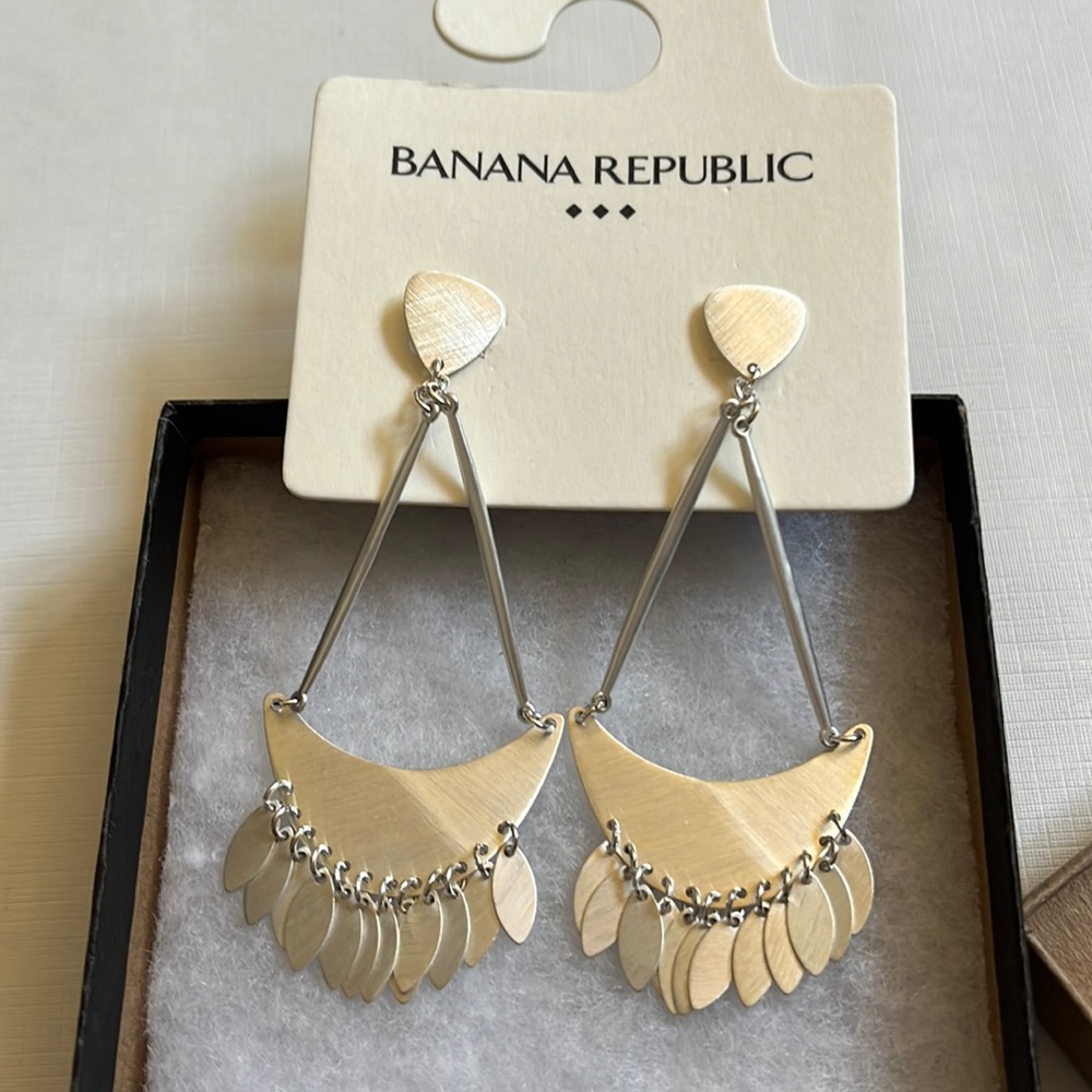 Banana Republic Silver Metal Chandelier Earrings